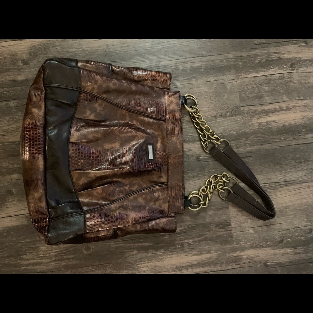 Miche Brown Faux Snakeskin Purse